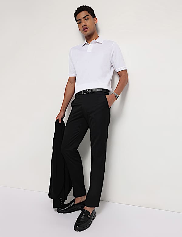 Pure Cotton Textured Polo Neck T-Shirt