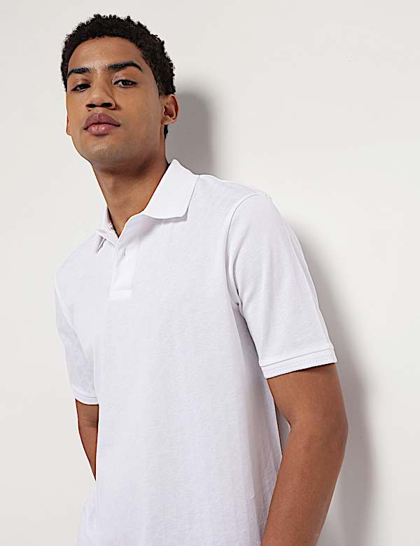 Pure Cotton Textured Polo Neck T-Shirt