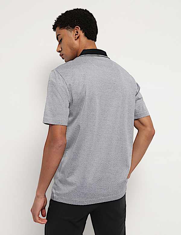 Pure Cotton Geometric Polo Neck T-Shirt