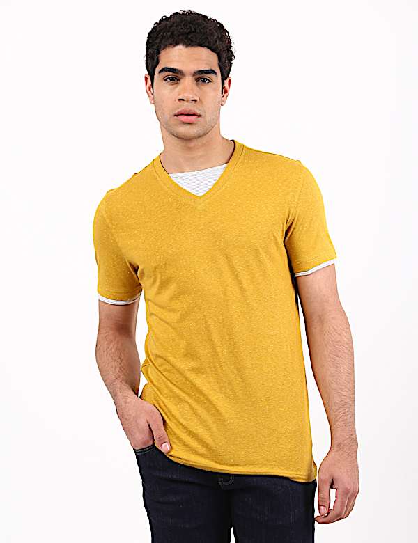 Plain Amber V Neck T-Shirt