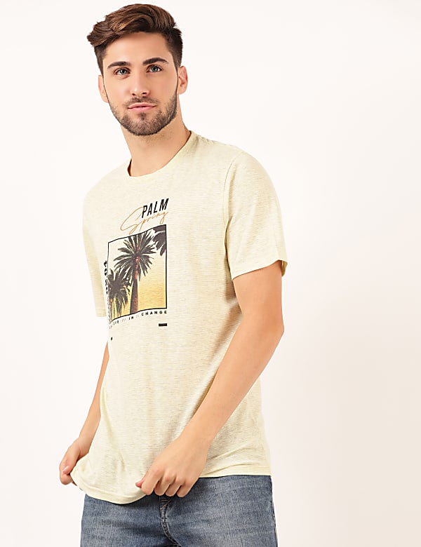 Pure Cotton Printed Round Neck T-Shirt
