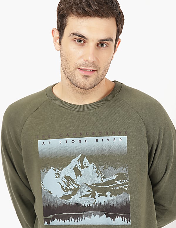Chest Print Cotton Sweatshirt