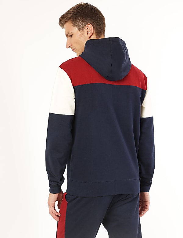 Pure Cotton Colorblock Hooded Sweatshirt