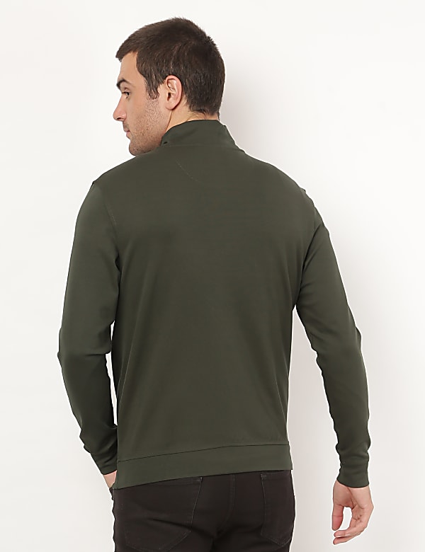 Viscose Mix Plain Stand Collar Sweatshirt