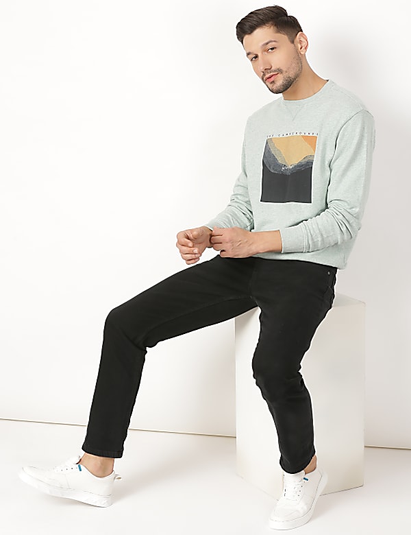 Cotton Mix Printed Round Neck Sweatshirt