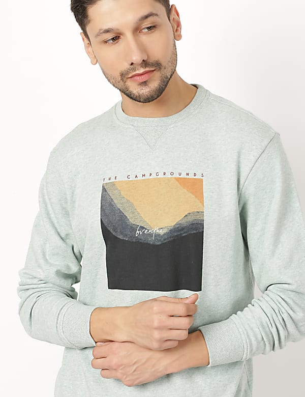 Cotton Mix Printed Round Neck Sweatshirt