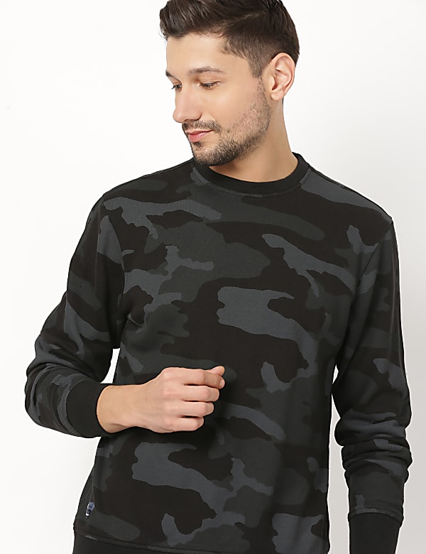 Cotton Mix Printed Round Neck Sweatshirt