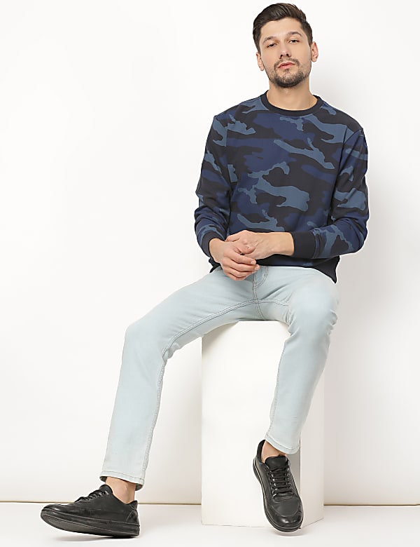 Cotton Mix Printed Round Neck Sweatshirt