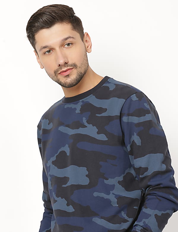 Cotton Mix Printed Round Neck Sweatshirt