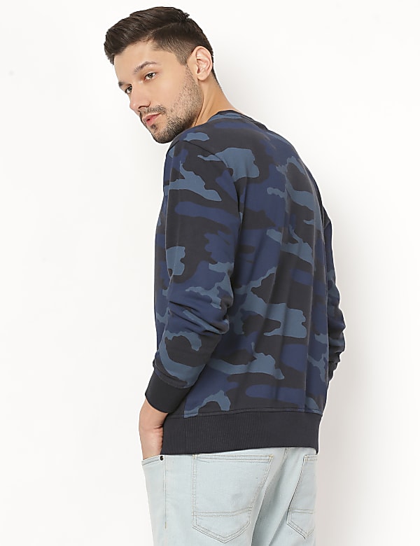 Cotton Mix Printed Round Neck Sweatshirt