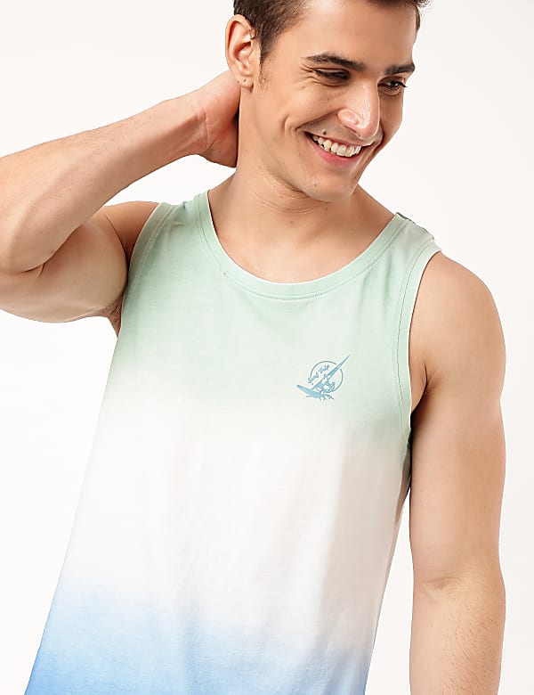 Pure Cotton Ombre Round Neck Vest