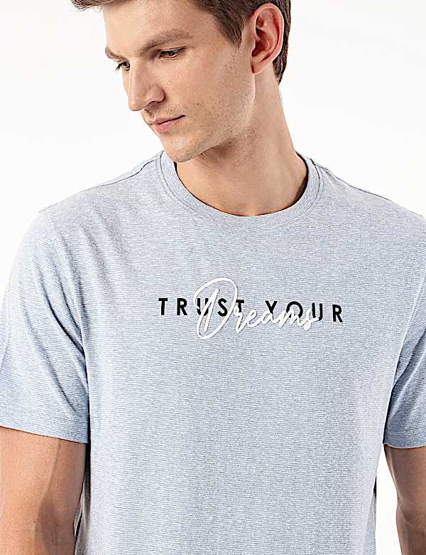 Cotton Mix Printed Crew Neck Tshirt