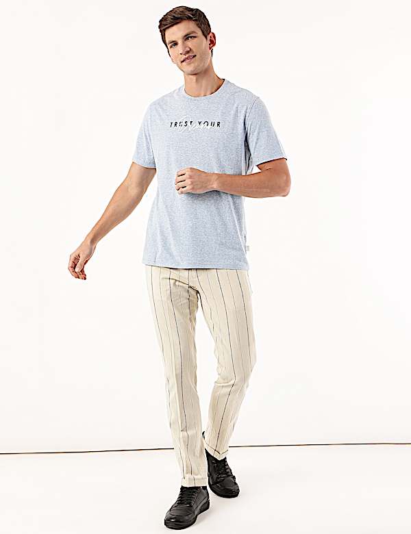 Cotton Mix Printed Crew Neck Tshirt
