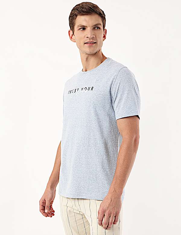 Cotton Mix Printed Crew Neck Tshirt