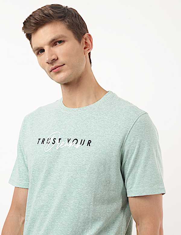 Cotton Mix Printed Crew Neck Tshirt