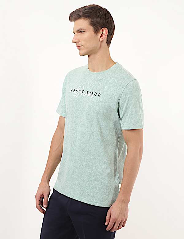 Cotton Mix Printed Crew Neck Tshirt