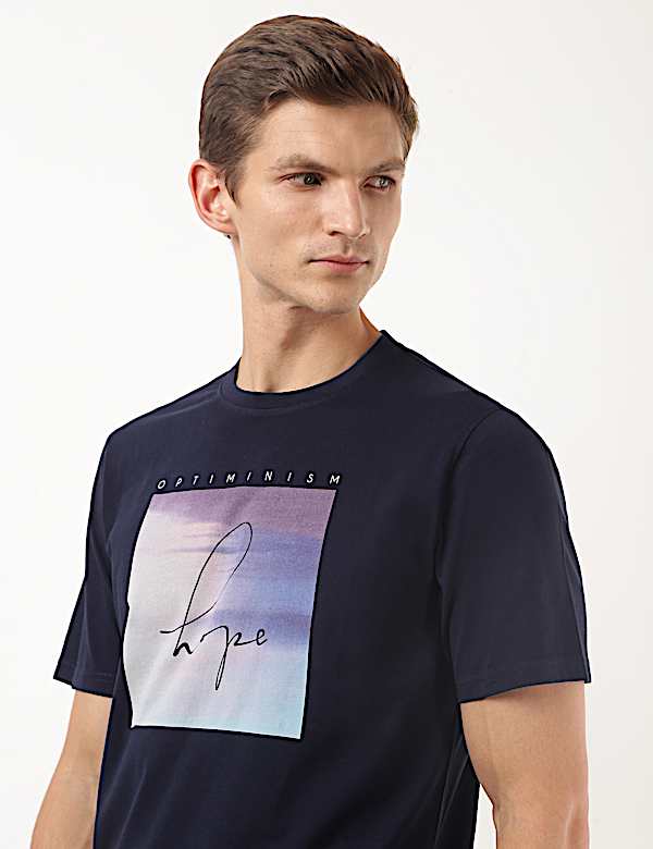 Pure Cotton Printed Crew Neck Tshirt