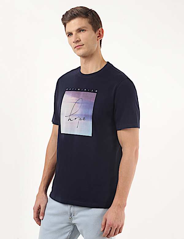 Pure Cotton Printed Crew Neck Tshirt