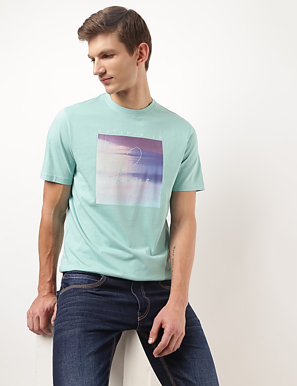 Pure Cotton Printed Crew Neck Tshirt