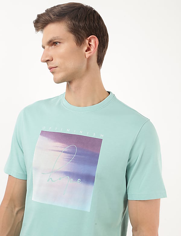 Pure Cotton Printed Crew Neck Tshirt