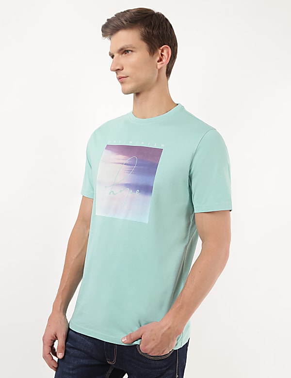 Pure Cotton Printed Crew Neck Tshirt