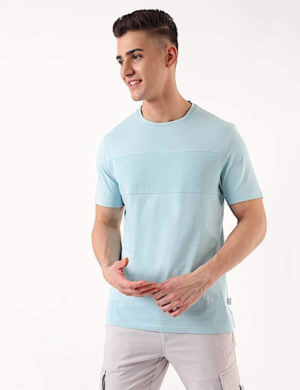 Pure Cotton Plain Crew Neck T-shirt