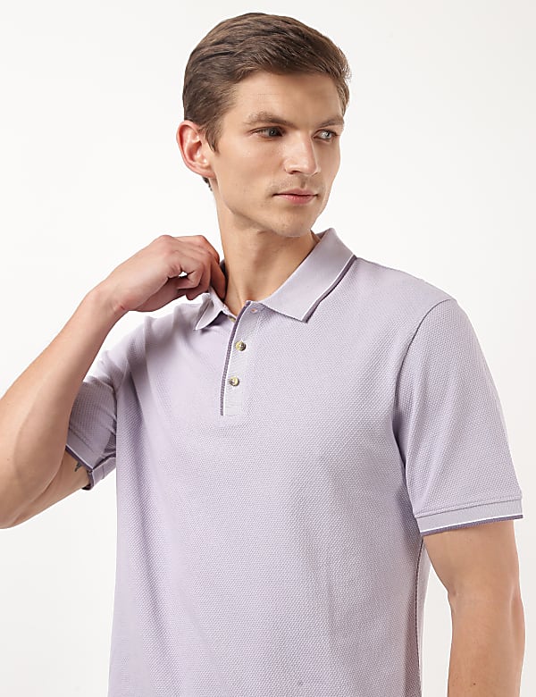 Pure Cotton Textured Polo Tshirt