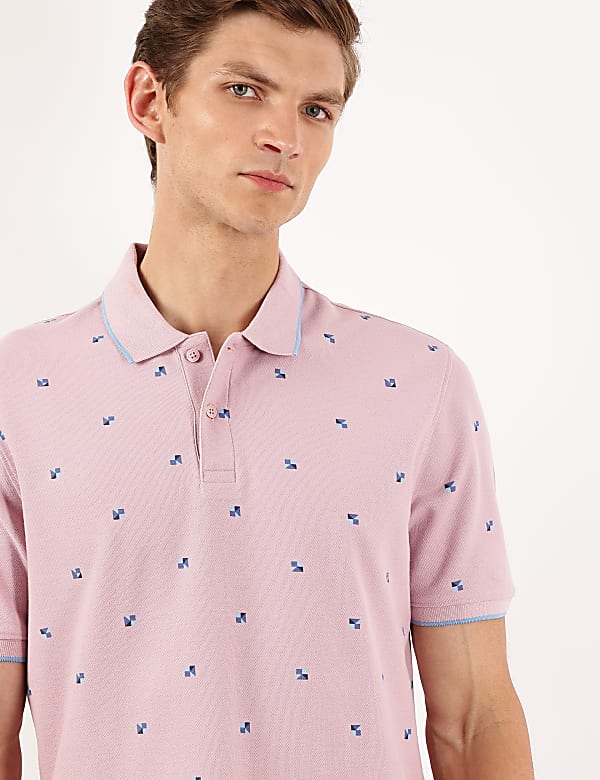 Pure Cotton Printed Polo Collar Polo Tshirt