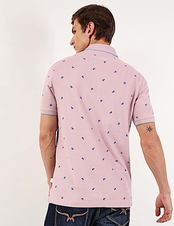 Pure Cotton Printed Polo Collar Polo Tshirt