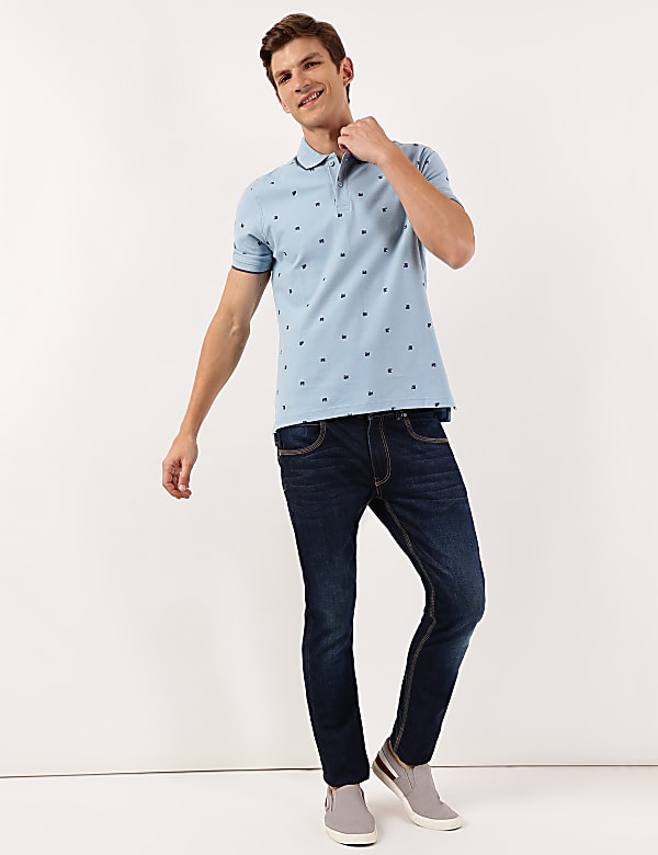 Pure Cotton Printed Polo Collar Polo Tshirt