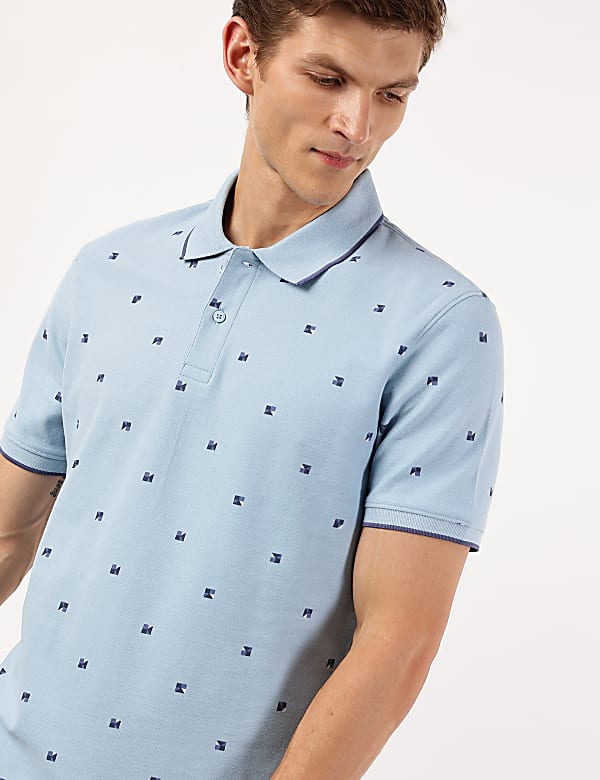 Pure Cotton Printed Polo Collar Polo Tshirt