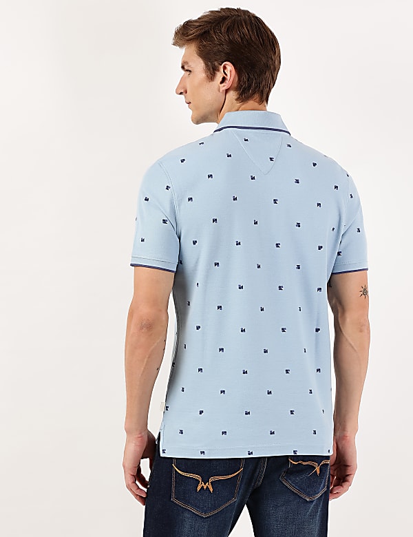 Pure Cotton Printed Polo Collar Polo Tshirt