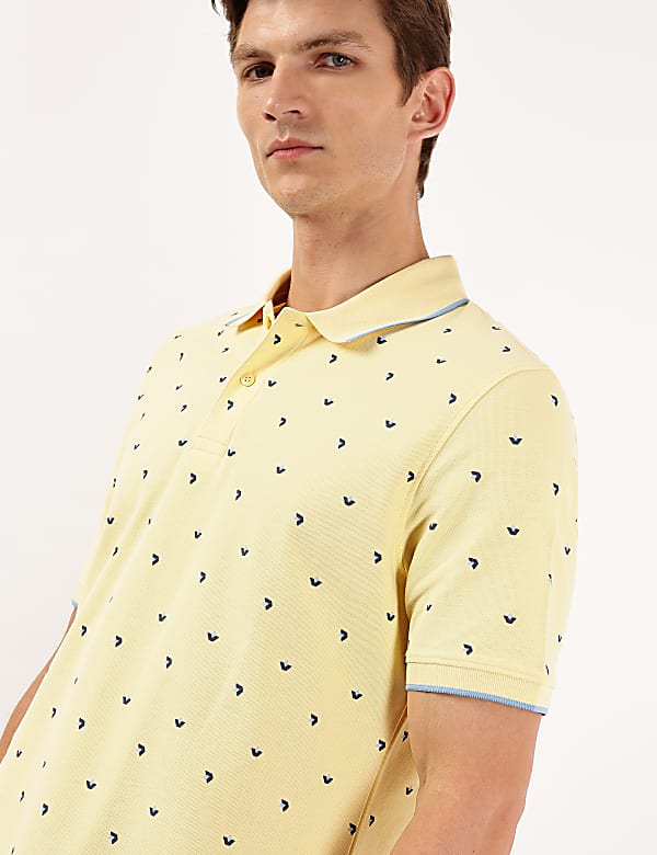Pure Cotton Printed Polo Collar Polo Tshirt