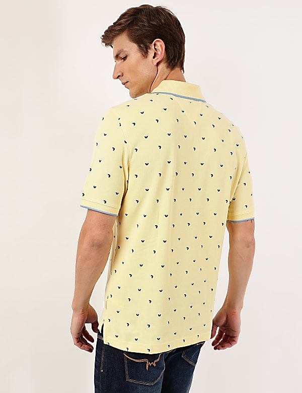 Pure Cotton Printed Polo Collar Polo Tshirt