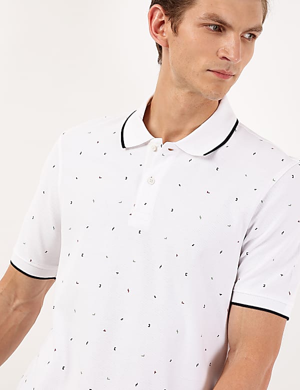 Pure Cotton Printed Polo Collar Polo Tshirt