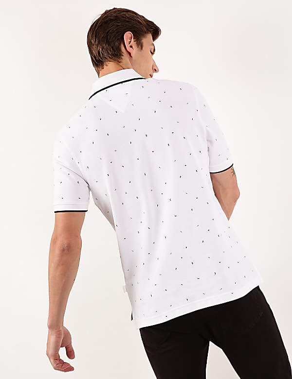 Pure Cotton Printed Polo Collar Polo Tshirt