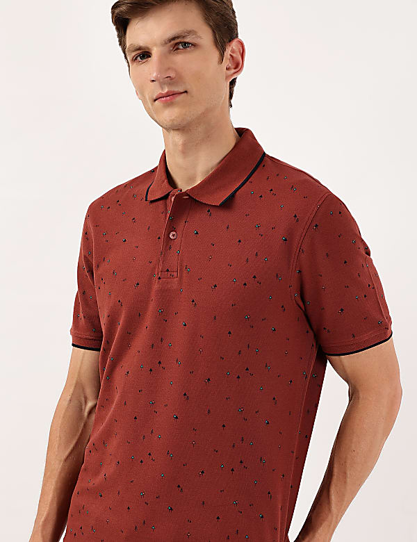 Pure Cotton Printed Polo Collar Polo Tshirt