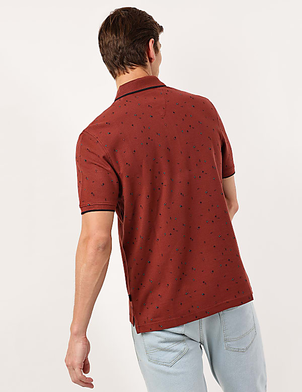 Pure Cotton Printed Polo Collar Polo Tshirt