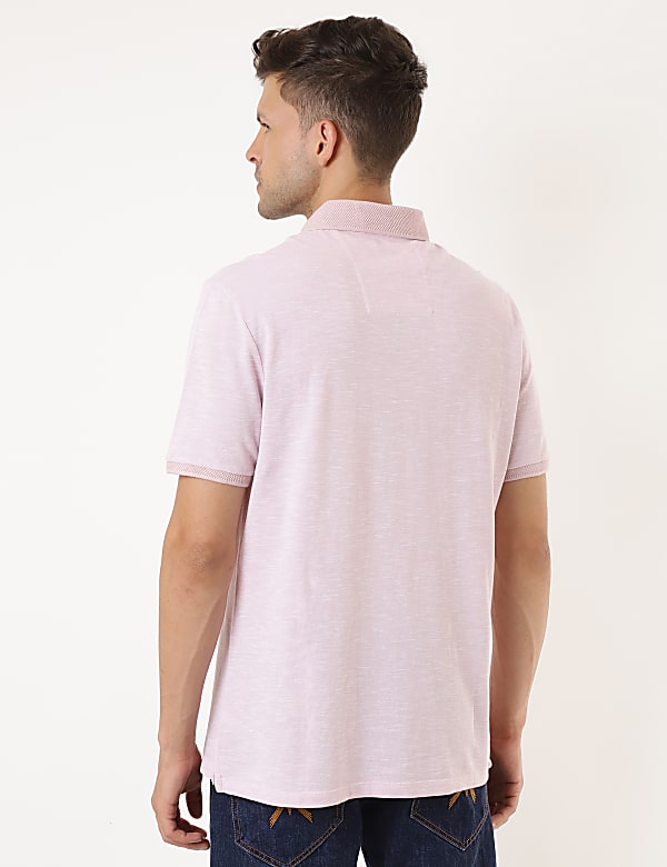 Pure Cotton Self Design Polo Collar T-shirt