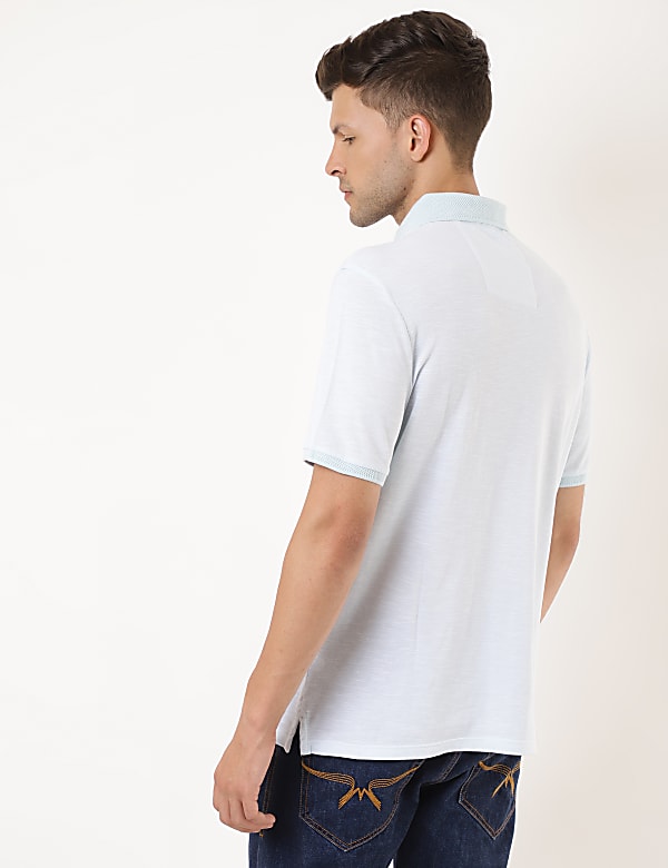 Pure Cotton Self Design Polo Collar T-shirt