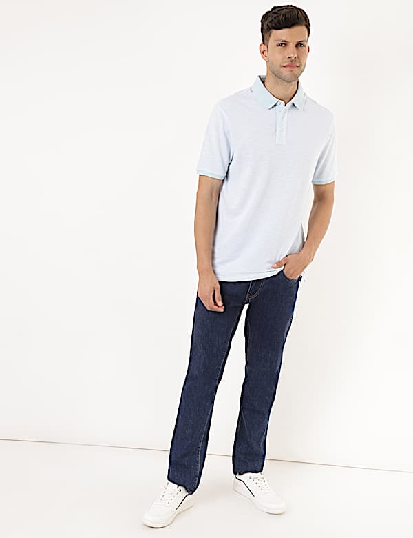 Pure Cotton Self Design Polo Collar T-shirt
