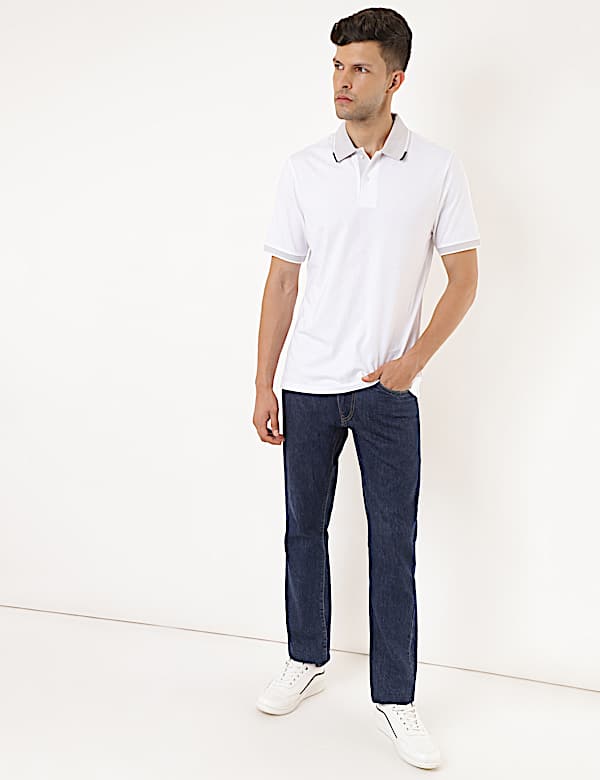 Cotton Mix Plain Polo Collar T-shirt