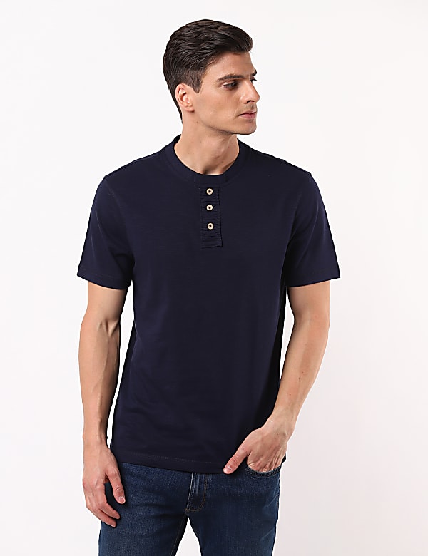 Henley Neck Solid Tee