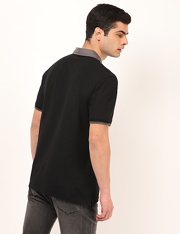 Pure Cotton Plain Polo Neck T-Shirt