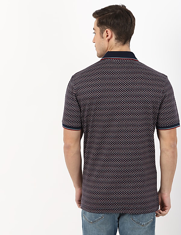 Pure Cotton Printed Polo Neck T-Shirt
