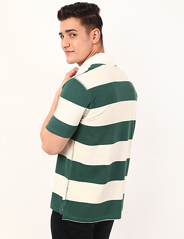 Pure Cotton Colorblock Collar Neck T-Shirt