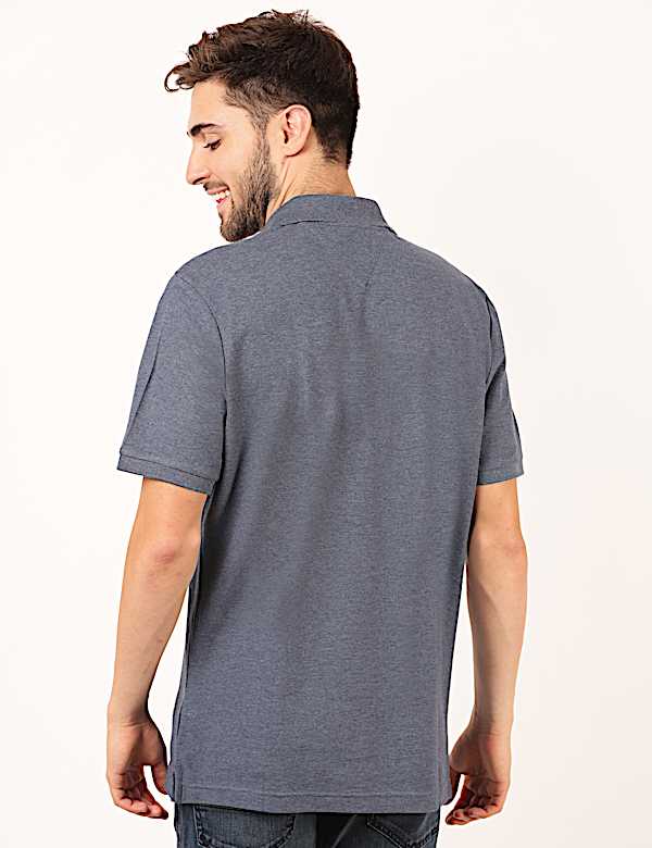 Pure Cotton Plain Polo Neck T-Shirt