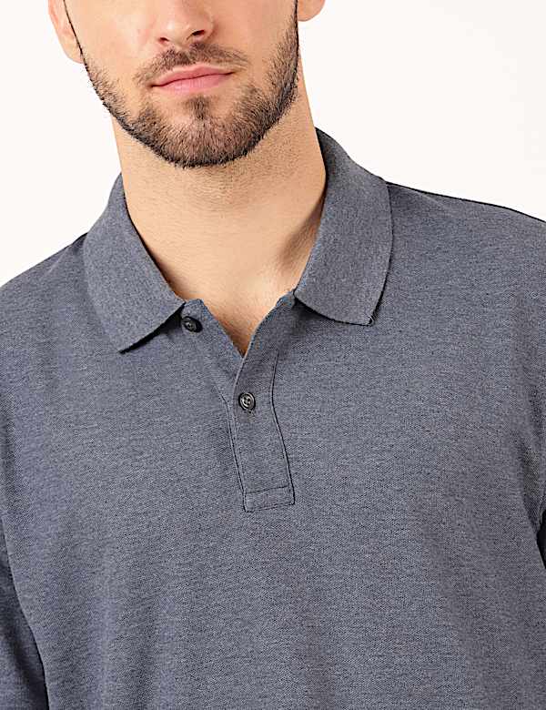 Pure Cotton Plain Polo Neck T-Shirt