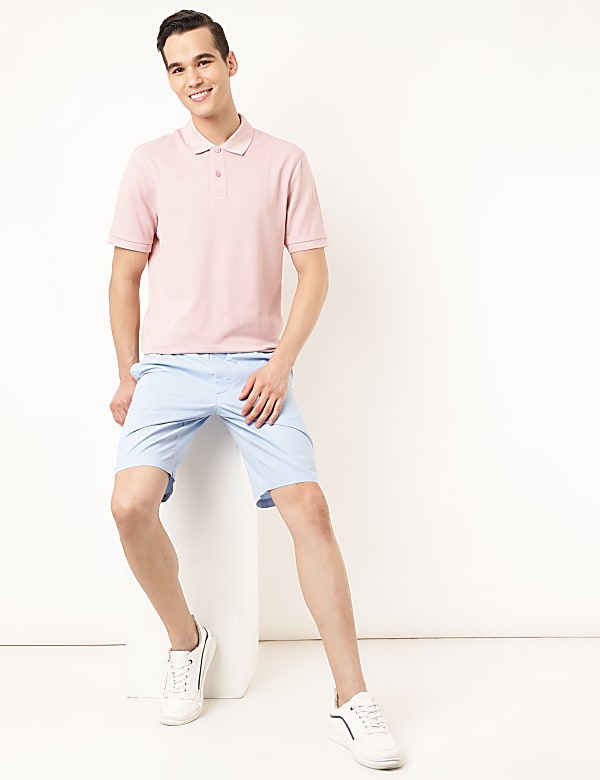 Pure Cotton Textured Polo Collar T-shirt