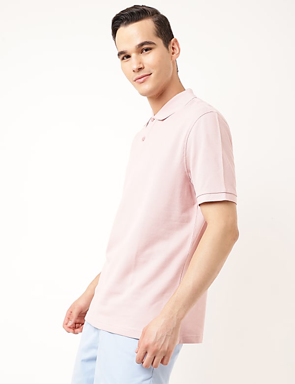 Pure Cotton Textured Polo Collar T-shirt
